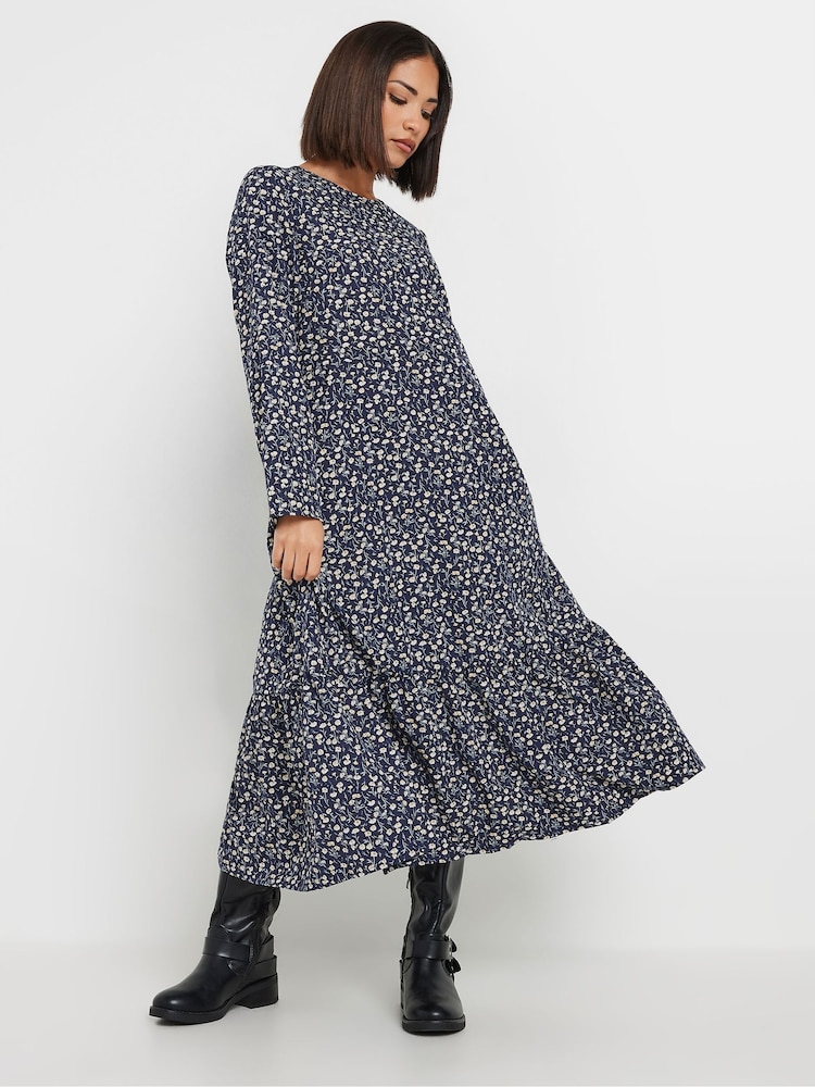 PixieGirl Petite Blue Long Sleeve Midi Dress - Image 2 of 5