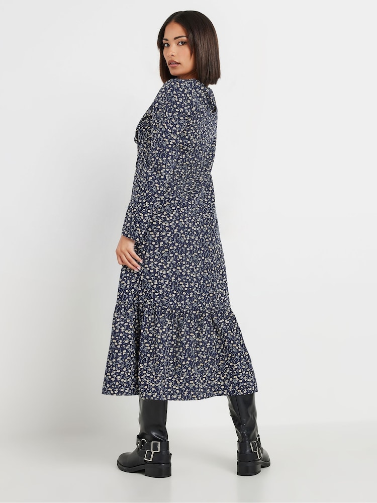 PixieGirl Petite Blue Long Sleeve Midi Dress - Image 3 of 5