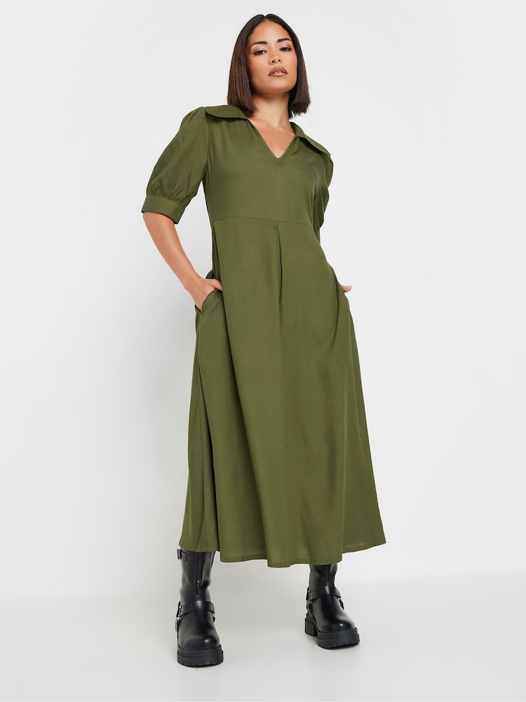 PixieGirl Petite Green Collar Midi Dress - Image 1 of 5