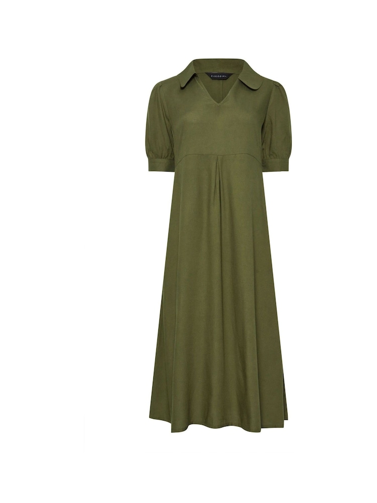 PixieGirl Petite Green Collar Midi Dress - Image 5 of 5
