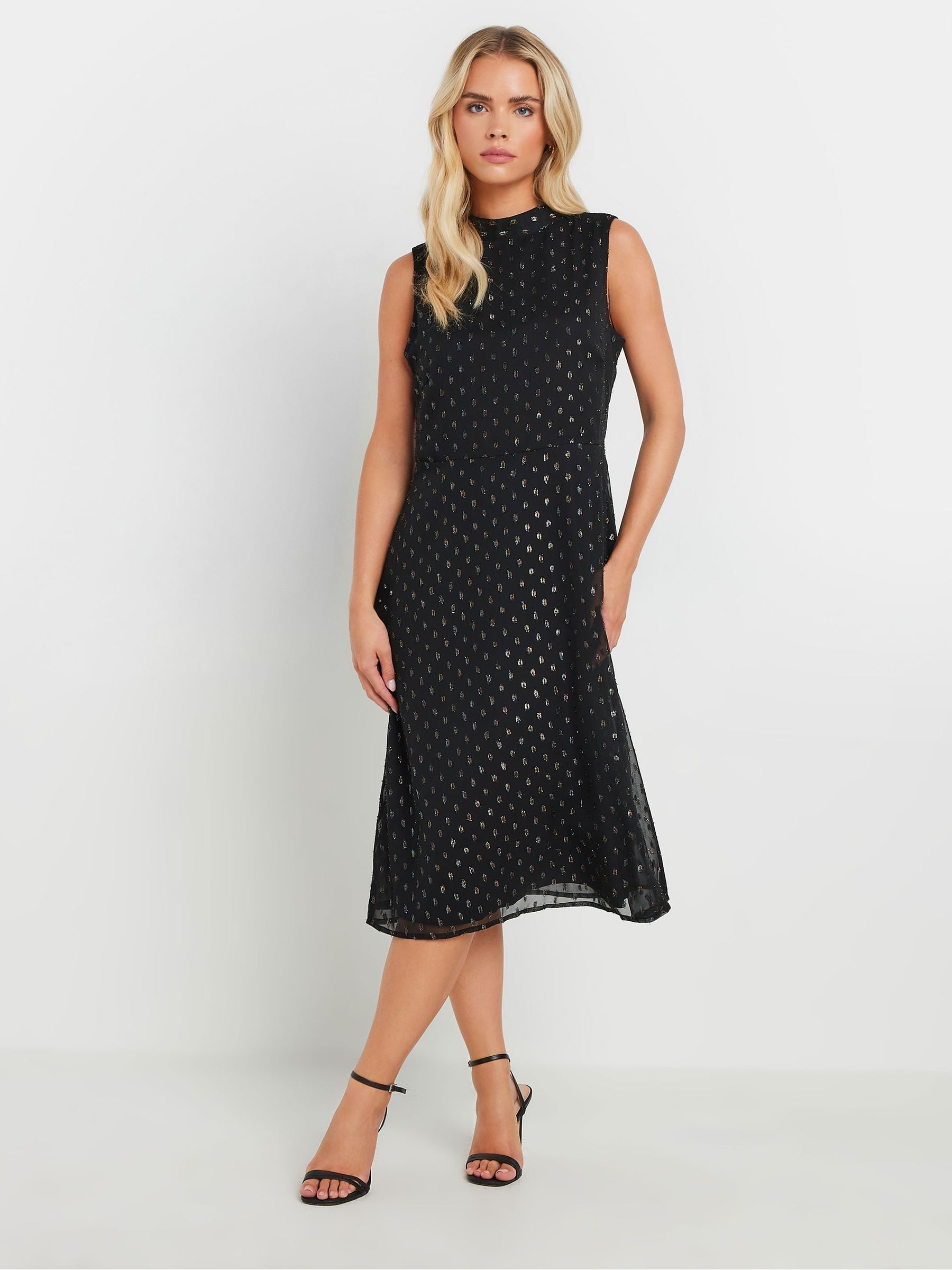 Buy M&Co Black Petite High Neck Fit And Flare Dress from the Next UK ...