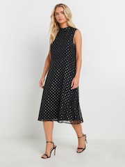 M&Co Petite High Neck Fit And Flare Dress - Image 2 of 5