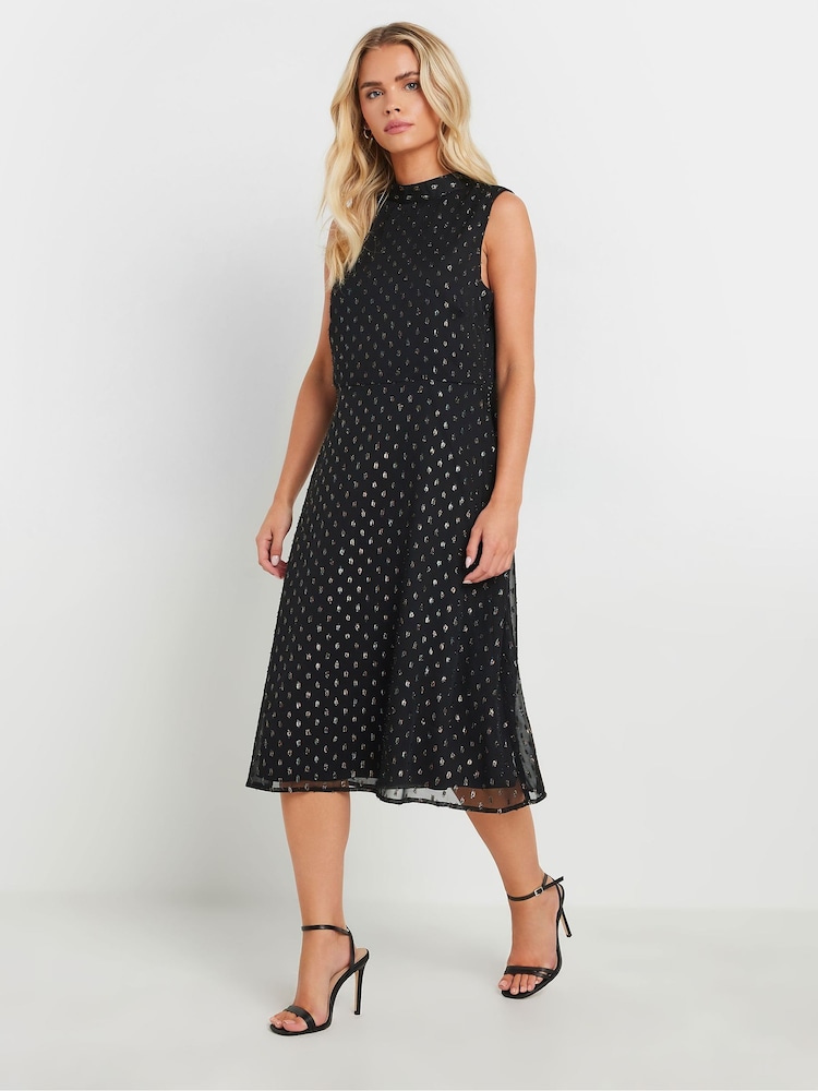 M&Co Petite High Neck Fit And Flare Dress - Image 2 of 5