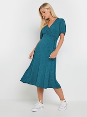 M&Co Blue Petite Wrap Dress - Image 2 of 4
