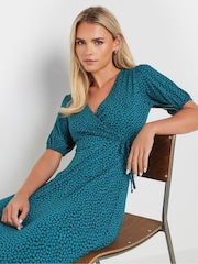 M&Co Blue Petite Wrap Dress - Image 4 of 4