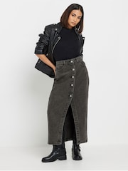 PixieGirl Petite Button Front Midi 100% Cotton Skirt - Bild 1 von 5