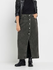 PixieGirl Petite Button Front Midi 100% Cotton Skirt - Bild 2 von 5