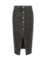 PixieGirl Petite Button Front Midi 100% Cotton Skirt - Bild 5 von 5