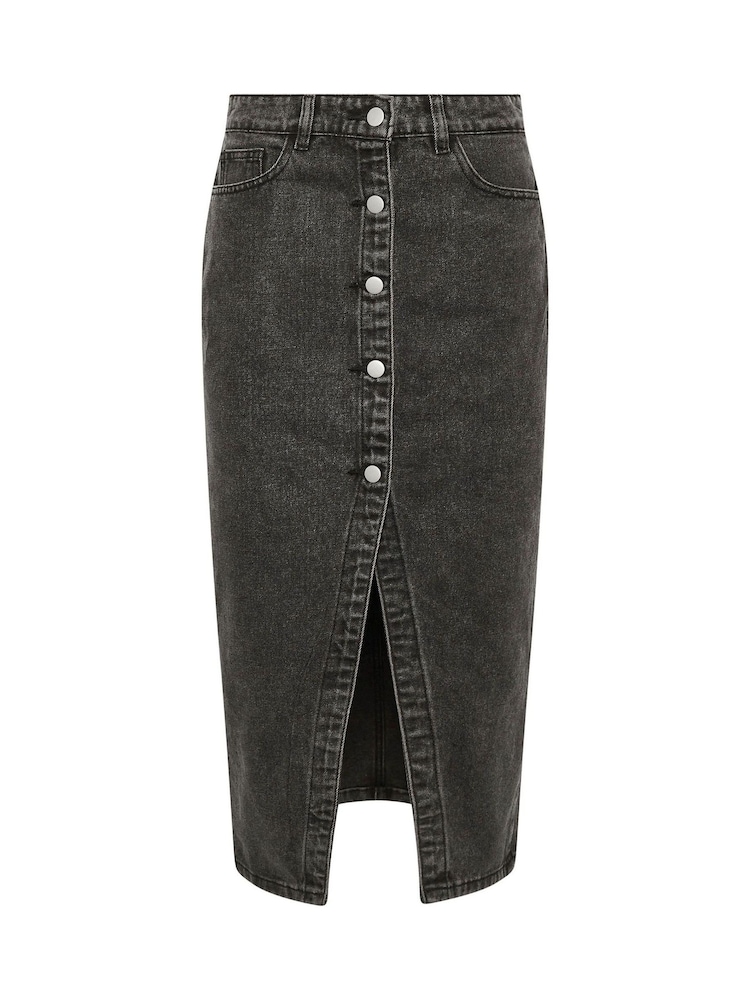 PixieGirl Petite Button Front Midi 100% Cotton Skirt - Bild 5 von 5