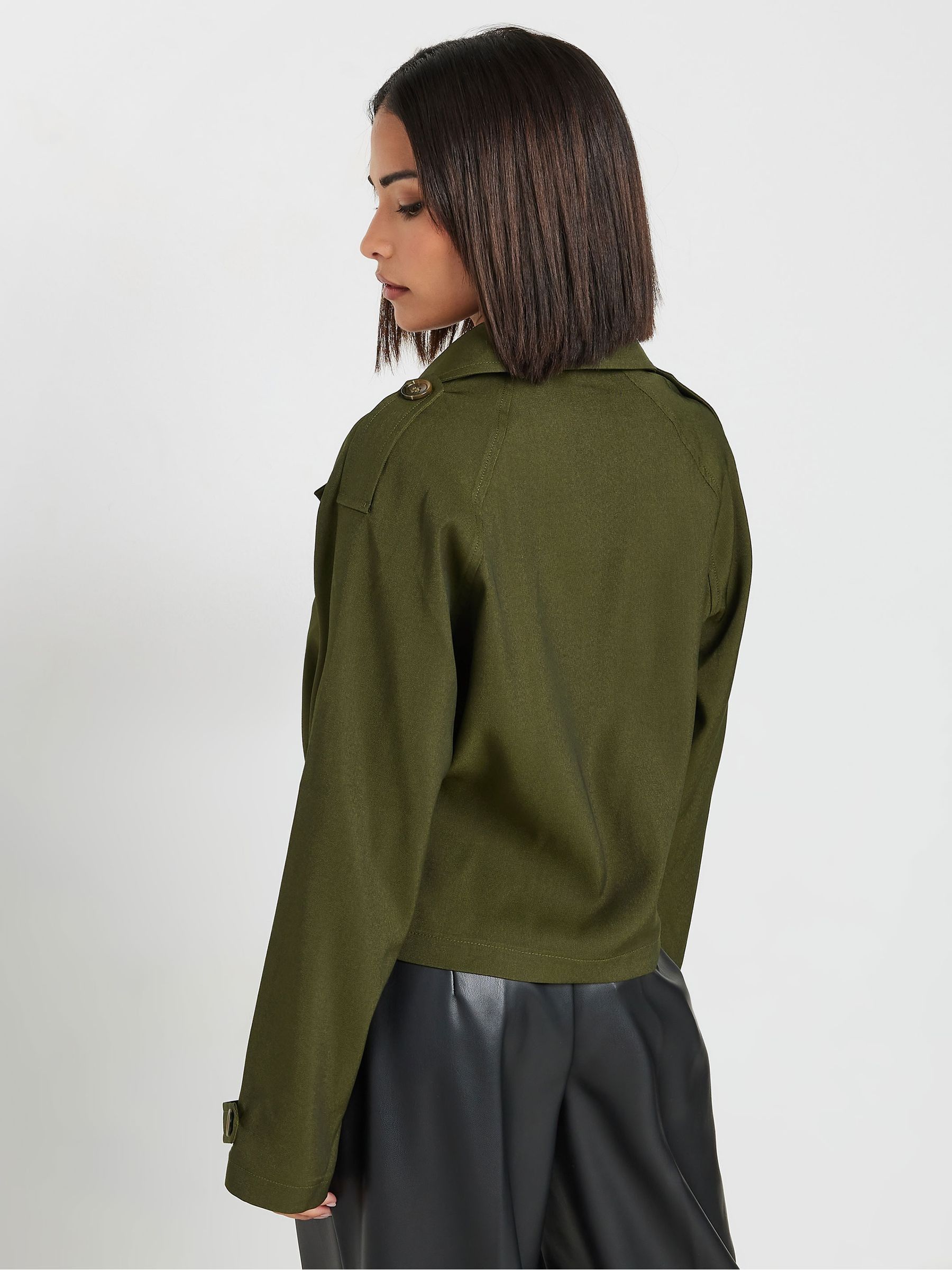 Buy PixieGirl Petite Green Cropped Trench Coat from Next USA