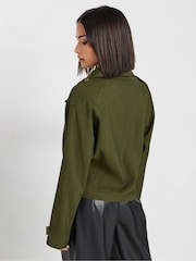 PixieGirl Petite Green Cropped Trench Coat - Image 4 of 5