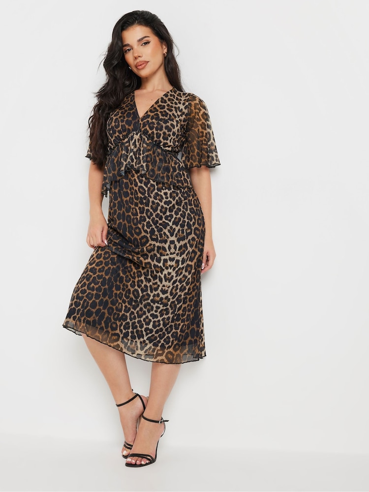 PixieGirl Petite Animal Mesh Frill Midi Dress - Bild 1 von 5 PixieGirl Petite Animal Mesh Frill Midi Dress - Bild 1 von 5