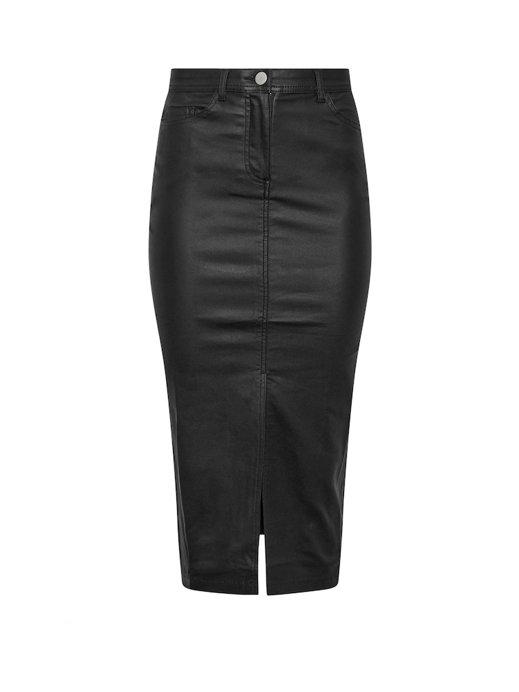 PixieGirl Petite Black PU Coated Midi Skirt - Image 5 of 5 PixieGirl Petite Black PU Coated Midi Skirt - Image 5 of 5