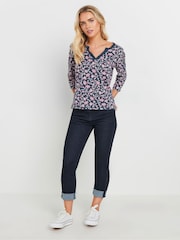 M&Co Blue Petite Lace Trim 100% Cotton Top - Image 2 of 5