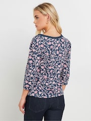 M&Co Blue Petite Lace Trim 100% Cotton Top - Image 3 of 5