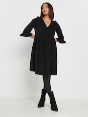 PixieGirl Petite Black Corduroy Smock Dress - Image 1 of 5
