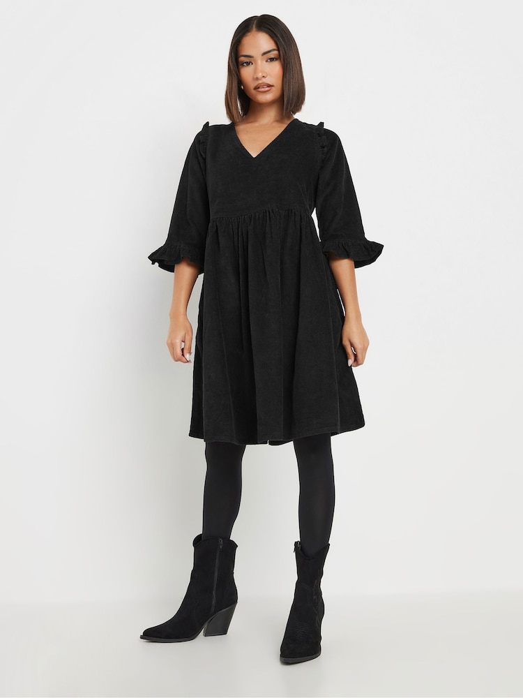 PixieGirl Petite Black Corduroy Smock Dress - Image 2 of 5