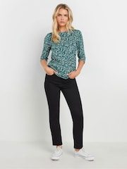 M&Co Blue Petite Floral 100% Cotton Top - Image 2 of 5