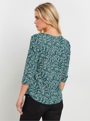 M&Co Blue Petite Floral 100% Cotton Top - Image 3 of 5