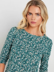 M&Co Blue Petite Floral 100% Cotton Top - Image 4 of 5