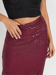 PixieGirl Petite Red Sequin Maxi Skirt - Image 4 of 5