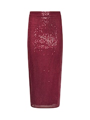 PixieGirl Petite Red Sequin Maxi Skirt - Image 5 of 5