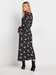 PixieGirl Petite Black Floral Bunch Midi Dress - Image 3 of 5