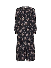 PixieGirl Petite Black Floral Bunch Midi Dress - Image 5 of 5