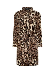 PixieGirl Petite Brown Animal Shirt Dress - Image 6 of 6