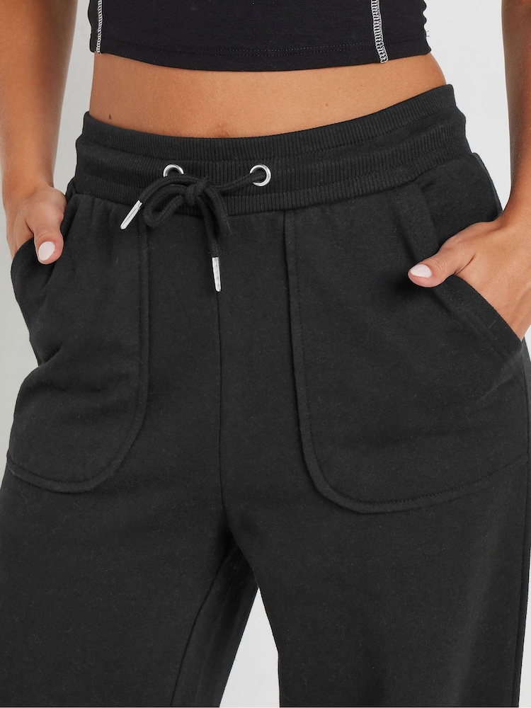 PixieGirl Petite Black Patch Pocket Wide Leg Joggers - Image 4 of 5