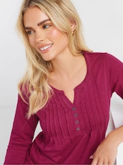 وردي - M&Co Petite 3/4 Sleeve 100% Cotton Top - صورة 2 من 5