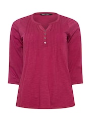 وردي - M&Co Petite 3/4 Sleeve 100% Cotton Top - صورة 5 من 5