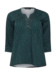 M&Co Green Petite 3/4 Sleeve 100% Cotton Top - Image 5 of 5