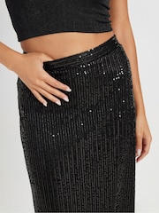 PixieGirl Petite Black Sequin Maxi Skirt - Image 4 of 5
