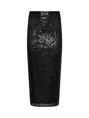 PixieGirl Petite Black Sequin Maxi Skirt - Image 5 of 5