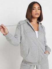 PixieGirl Petite Grey Black Casual Sport Zip Up Hoodie - Image 1 of 5