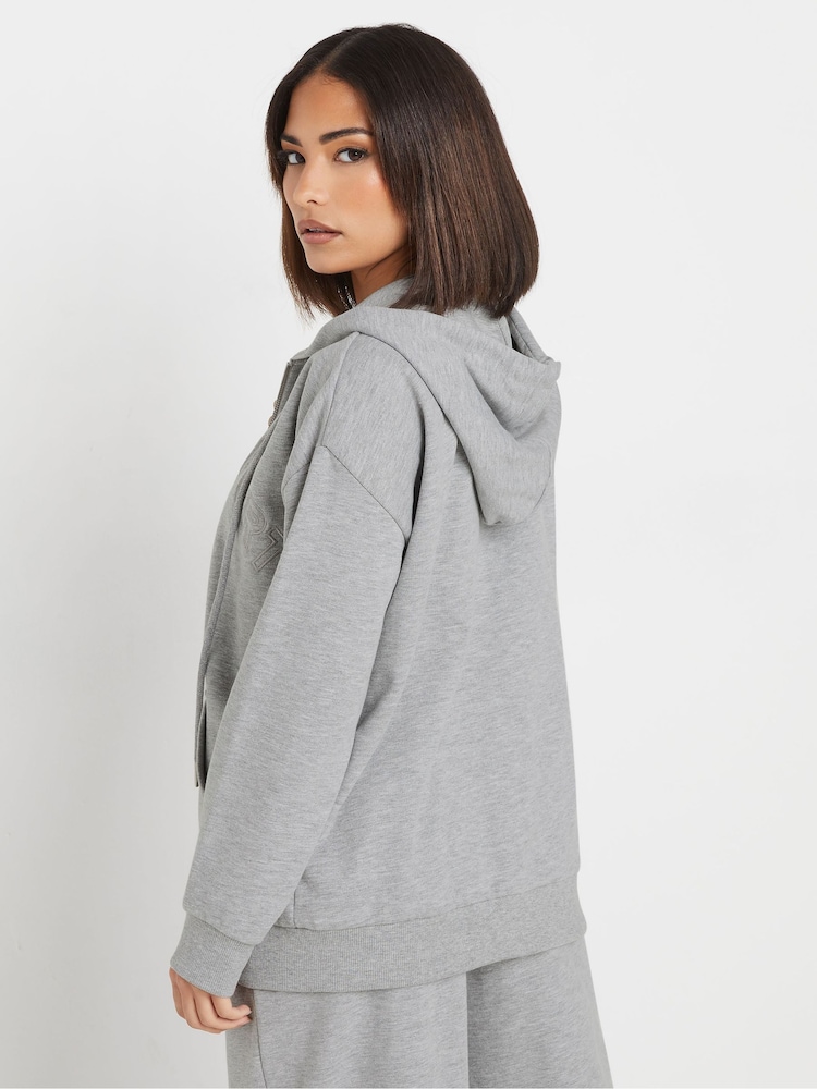 PixieGirl Petite Grey Black Casual Sport Zip Up Hoodie - Image 3 of 5
