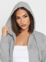 PixieGirl Petite Grey Black Casual Sport Zip Up Hoodie - Image 4 of 5