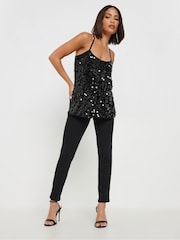 Schwarz - PixieGirl Petite Sequin Cross Back Cami Vest - Bild 3 von 5