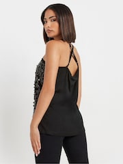Schwarz - PixieGirl Petite Sequin Cross Back Cami Vest - Bild 4 von 5