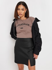 PixieGirl Petite Black Coated Mini Skirt - Image 1 of 5