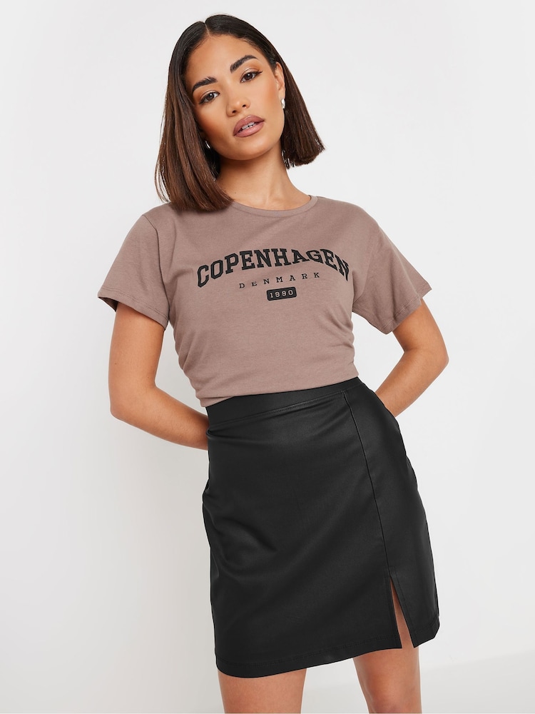 PixieGirl Petite Black Coated Mini Skirt - Image 2 of 5
