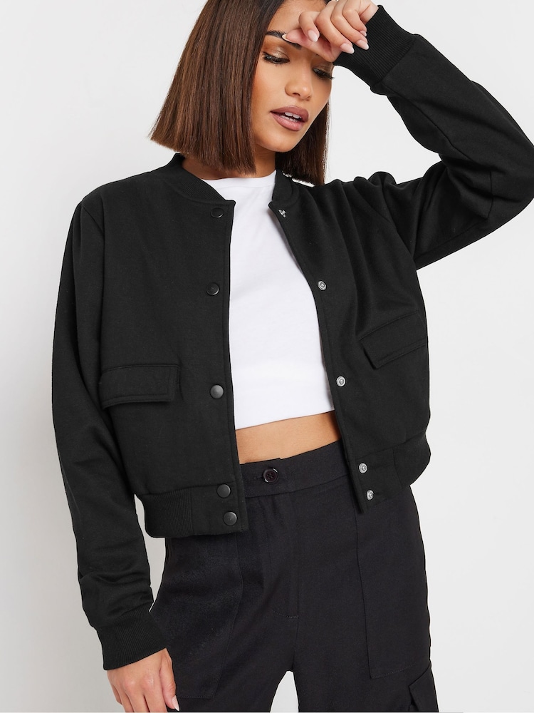 PixieGirl Petite Black Sweat Bomber Jacket - Image 2 of 5