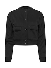 PixieGirl Petite Black Sweat Bomber Jacket - Image 5 of 5