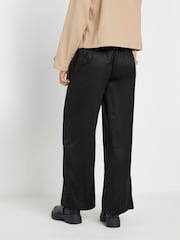 PixieGirl Petite Black Leopard Print Satin Wide Leg Brown Trousers - Image 4 of 6