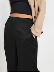 PixieGirl Petite Black Leopard Print Satin Wide Leg Brown Trousers - Image 5 of 6