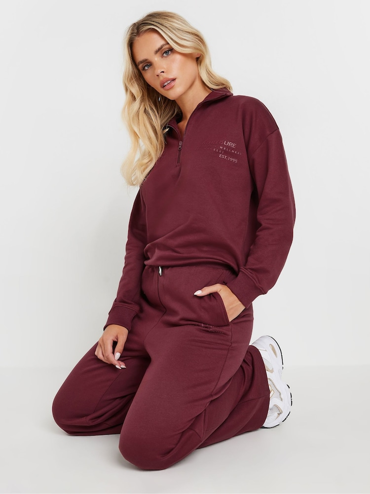 PixieGirl Petite Red Red Athleisure Zip Up Sweater - Image 1 of 4