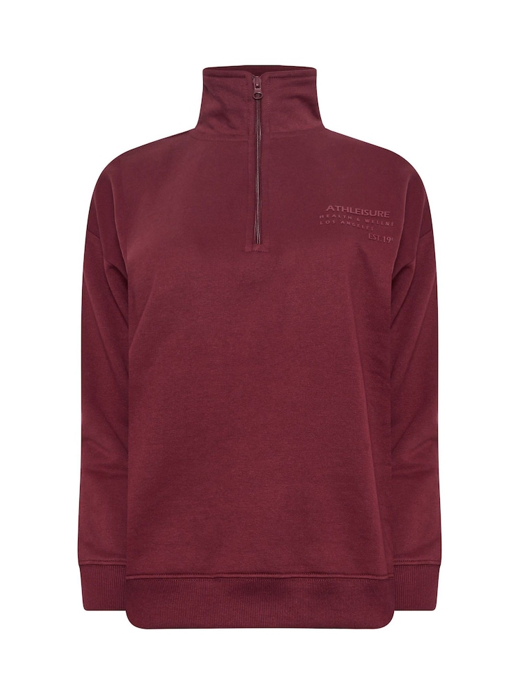 PixieGirl Petite Red Red Athleisure Zip Up Sweater - Image 4 of 4