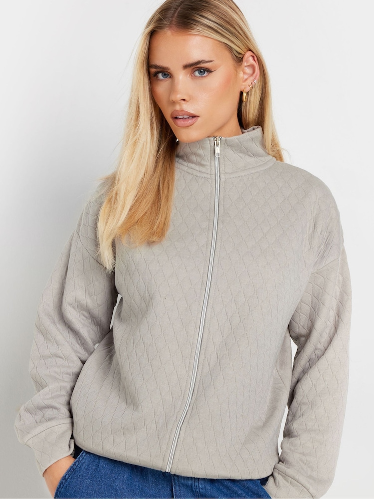PixieGirl Petite Grey Quilted Zip Through Jacket - Image 1 of 5