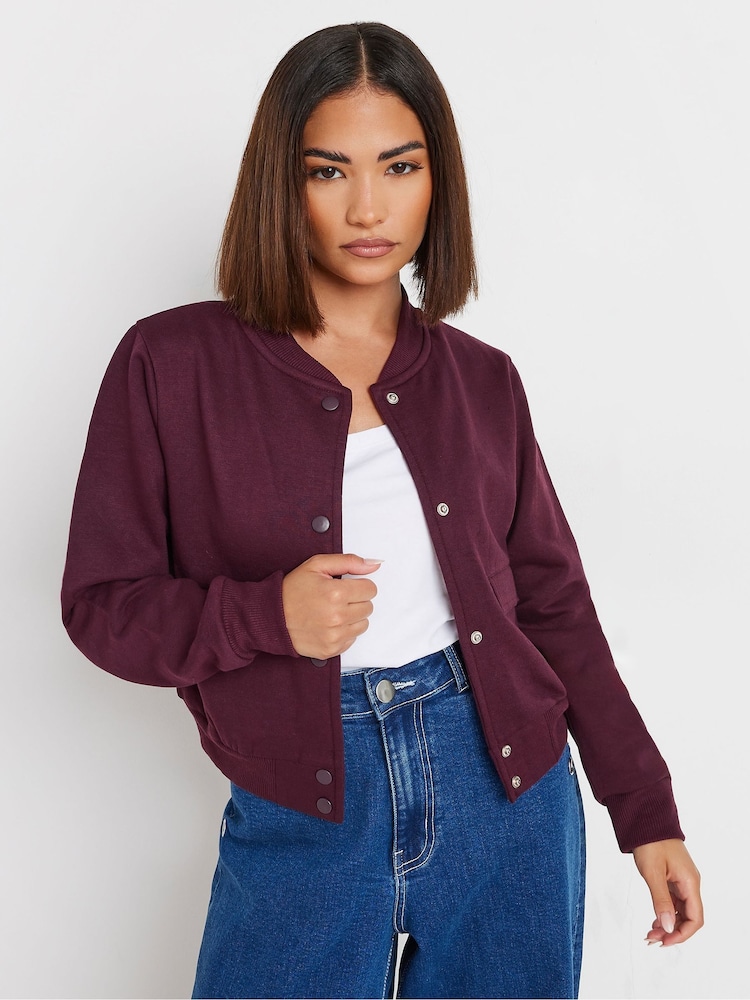 PixieGirl Petite Red Sweat Bomber Jacket - Image 1 of 5